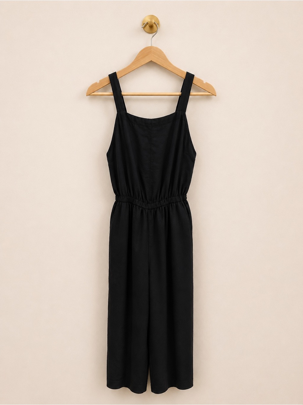 Old Navy Black Wide Leg Cropped Jumpsuit Size Small Petite